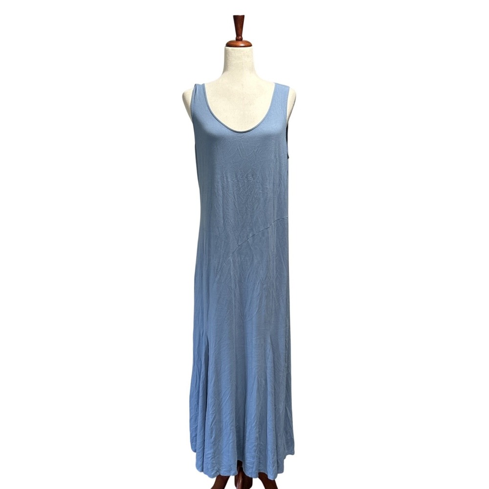 Travel Smith Maxi Dress Large Blue Rayon Blend Modest Cottagecore Comfy Boho